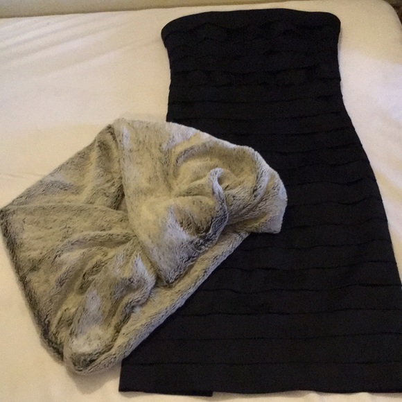 bebe Dresses & Skirts - Beautiful Bebe strapless black satin mini dress